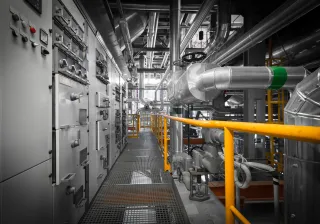 Photo of pipes inside a power plant
