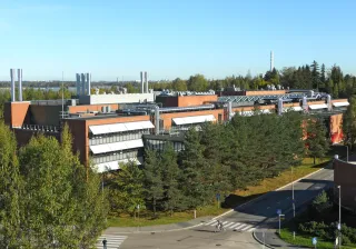 VTT:n micronova tutkimusinfrastruktuuri ilmakuvassa.