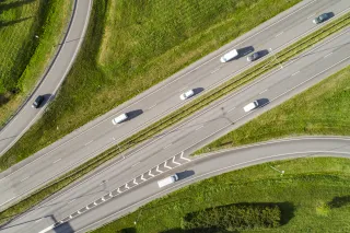 aerialviewofhighwaywithtrucks